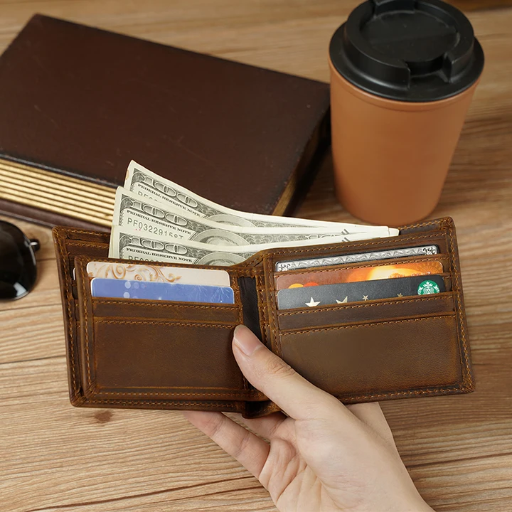 Genuine Leather Slim Card holder wallet | Crazy Horse