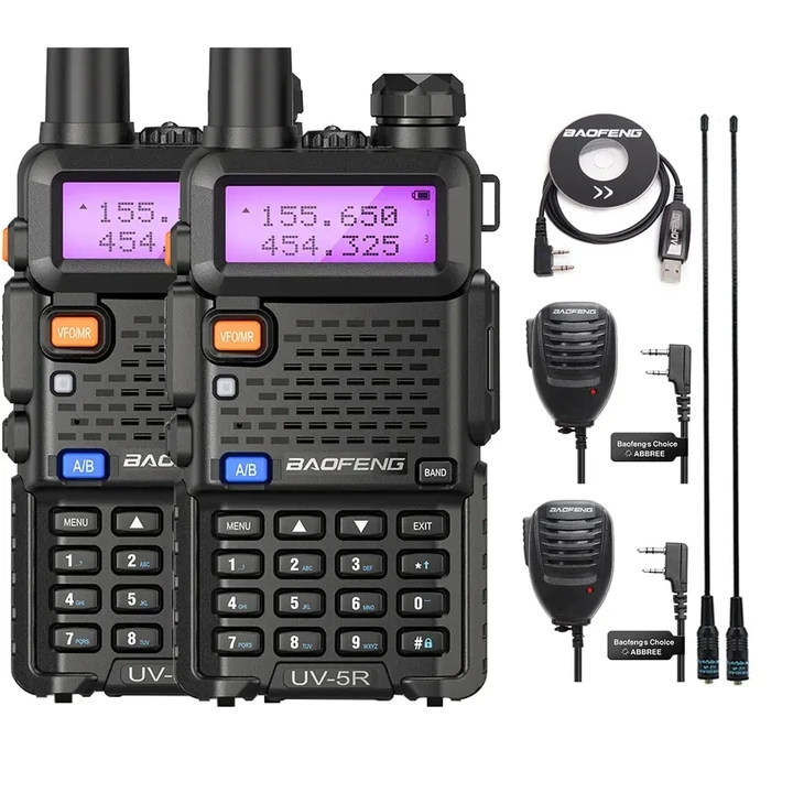 2pcs 3-5 Km Baofeng UV5R Walkie Talkie Air Band Wireless Long Range