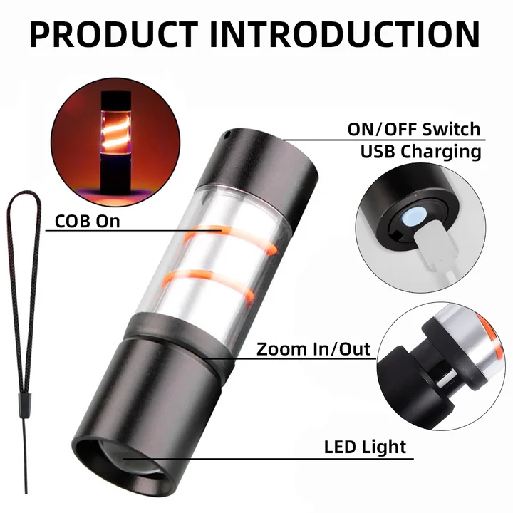 Rechargeable Aluminum Ecd Zoomable Flash light multifunctional