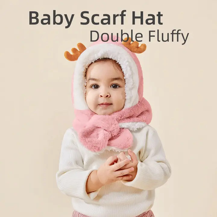 Cute Winter Baby Scarf Hats Cartoon Hooded Boys Girls Bunny Cap Beanies Children Kids Warm