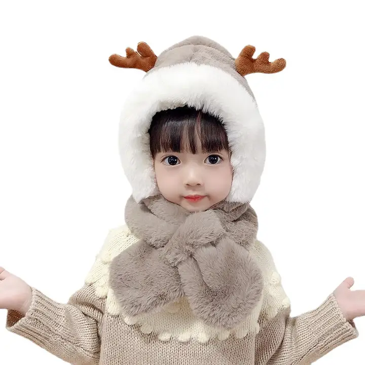 Cute Winter Baby Scarf Hats Cartoon Hooded Boys Girls Bunny Cap Beanies Children Kids Warm