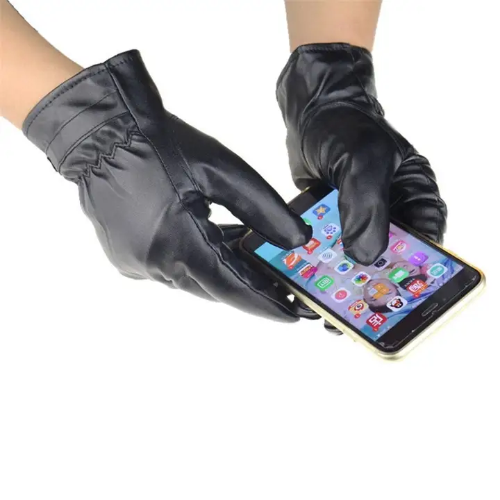 Touch screen Winter Warm Leather Gloves Waterproof Non slip