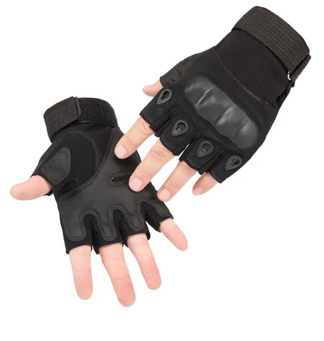 Airsoft Tactical Half Gloves - Tactical High Quality Men Carbon Protect Shell Half Finger Gloves