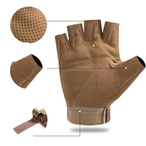 Airsoft Tactical Half Gloves - Tactical High Quality Men Carbon Protect Shell Half Finger Gloves