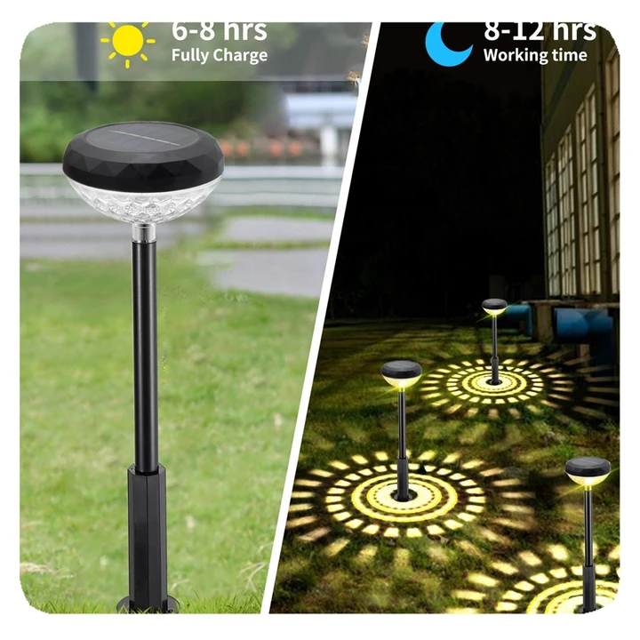 2pcs LED Solar Lawn Light Outdoor Waterproof Solar Powered LED Lighting For Garden Yard