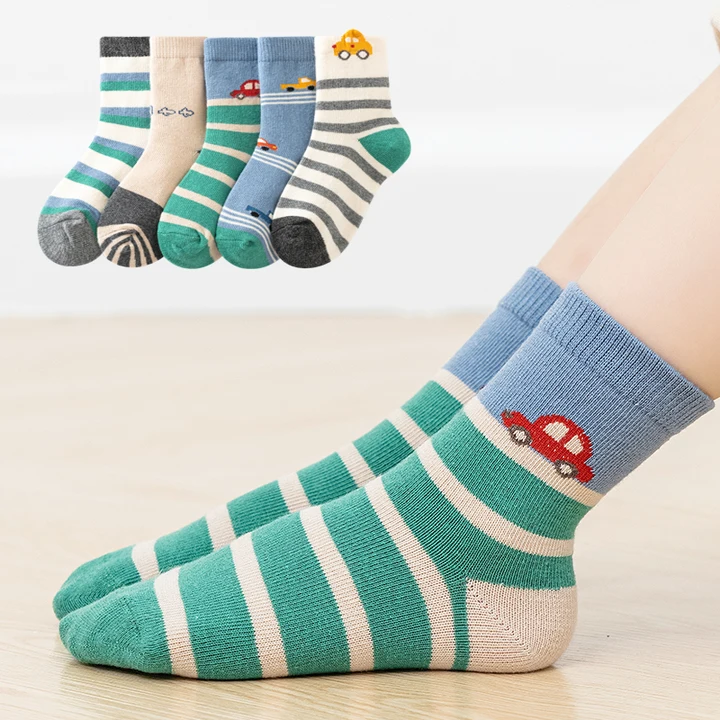 4 Pairs Winter Cartoon Children Warm Towel Socks