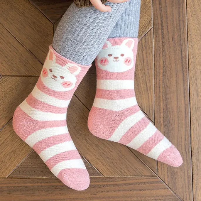 4 Pairs Winter Cartoon Children Warm Towel Socks