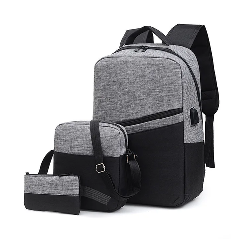 3pcs Backpack Men's Women's Business Backpack Large Capacity USB Charging