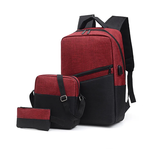 3pcs Backpack Men's Women's Business Backpack Large Capacity USB Charging