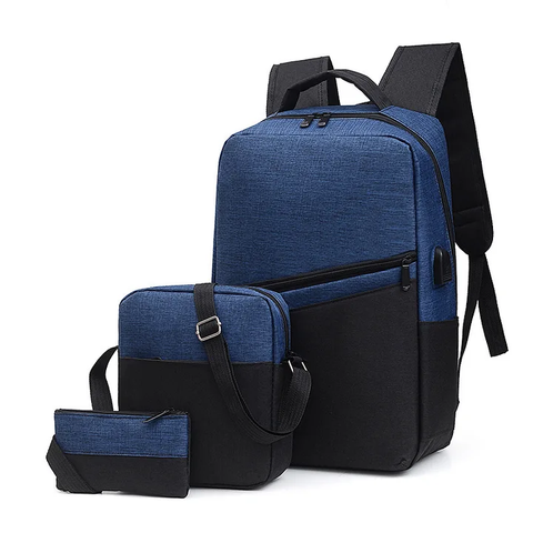 3pcs Backpack Men's Women's Business Backpack Large Capacity USB Charging