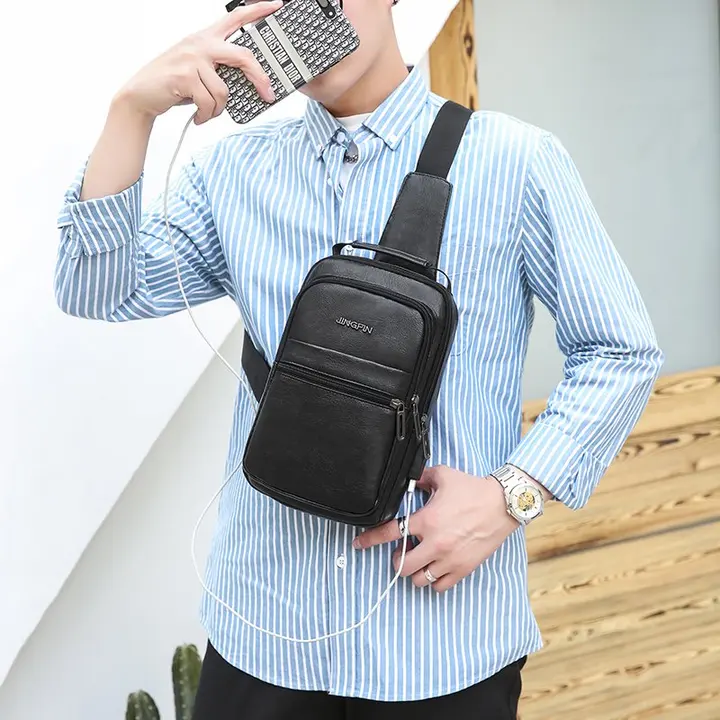 Crossbody High Quality Leather Bag with charging port