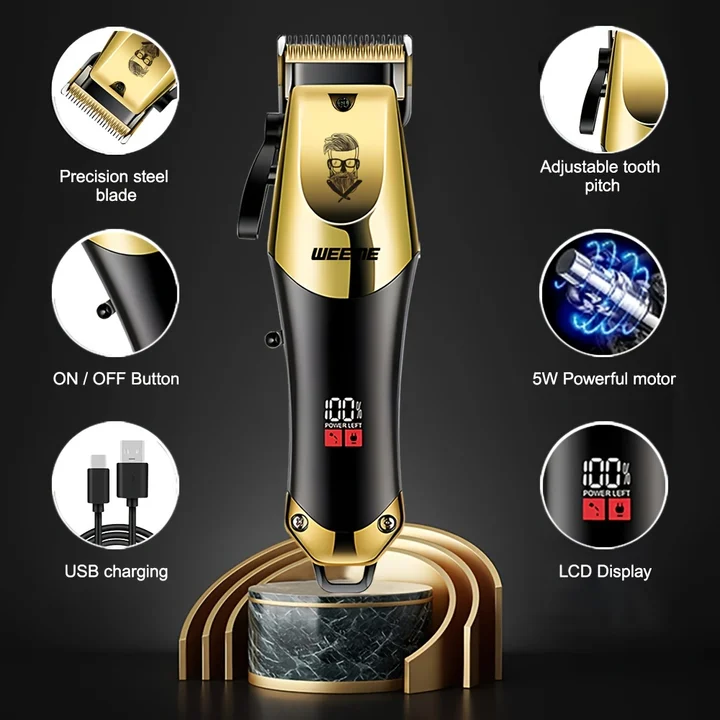 DALING PROFESSIONAL Gold Rechargeable Hair Cutting Shaver Machine LED Display