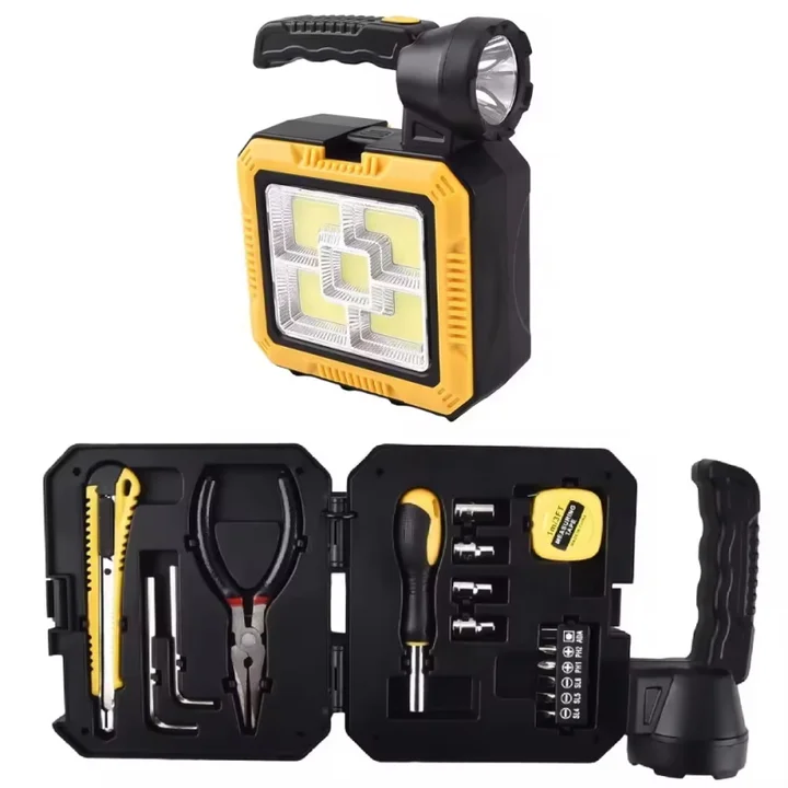 COB Search Light + Tool Kit box Solar Charging Led Work Light