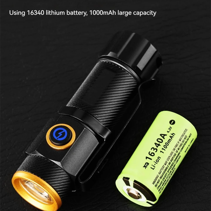 6500K Mini Flashlight High Bright P50 LED Palm Torch Type-C Usb Torch