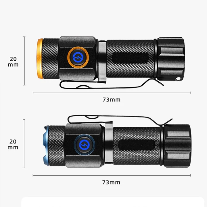 6500K Mini Flashlight High Bright P50 LED Palm Torch Type-C Usb Torch