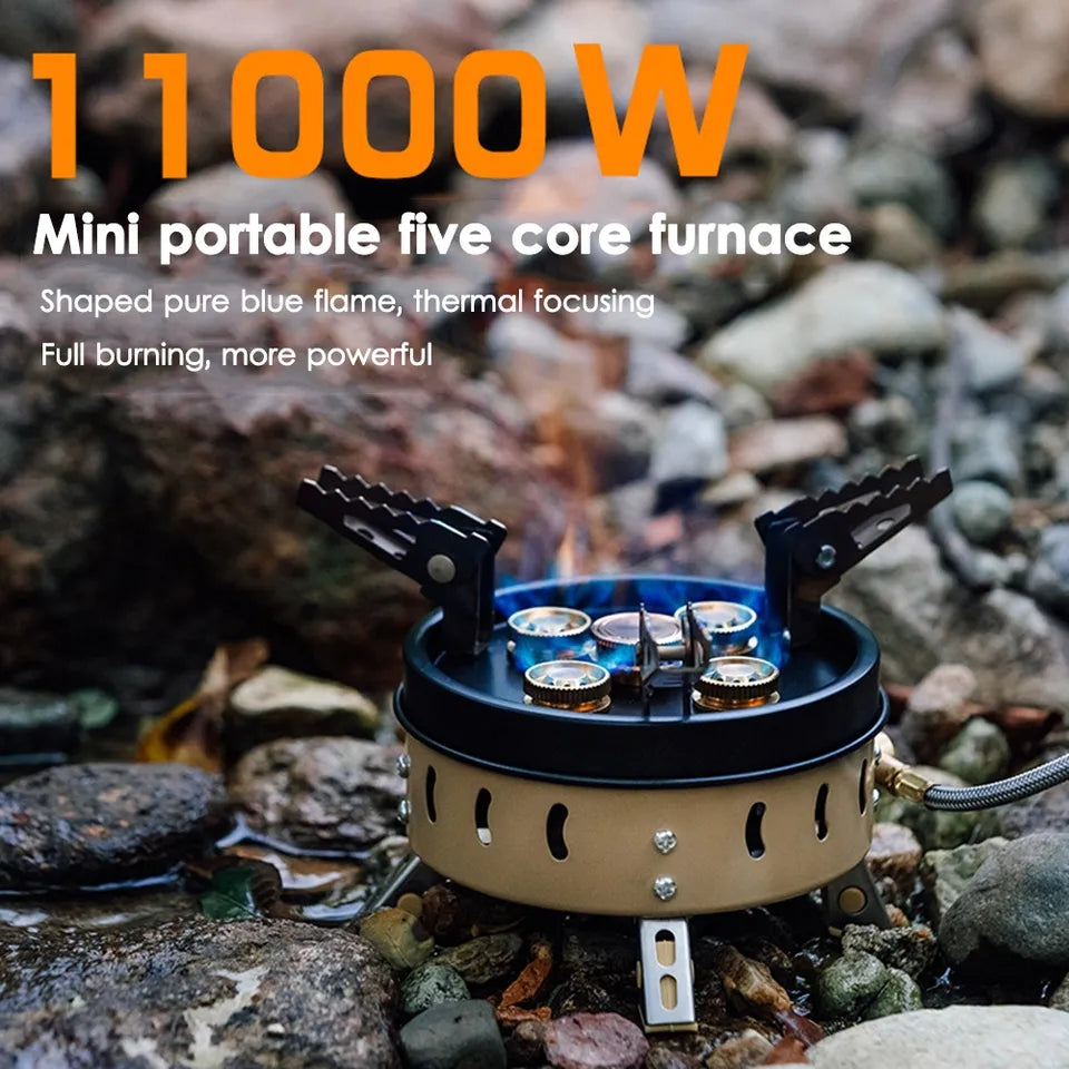Portable 5 Core 11000W Cassette Stove For Picnic Hiking With box
