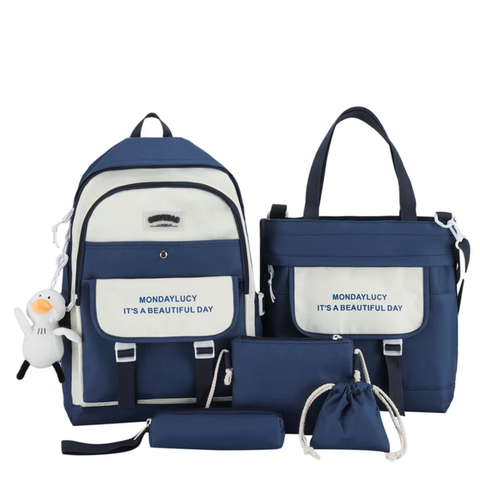 5pcs multifunctional fashion school college bag High quality