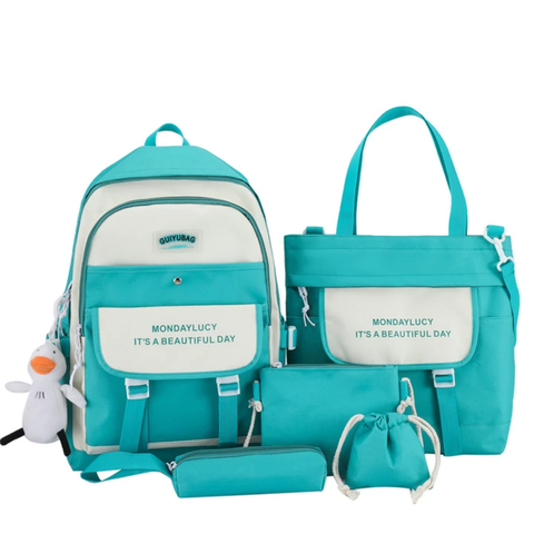 5pcs multifunctional fashion school college bag High quality