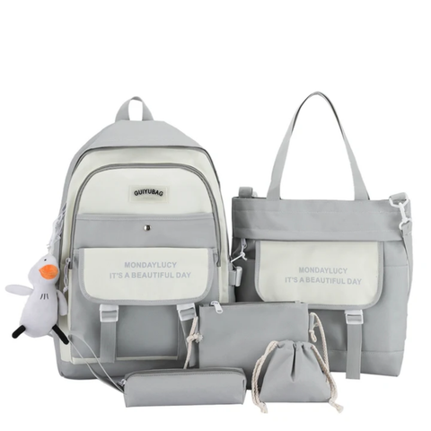 5pcs multifunctional fashion school college bag High quality