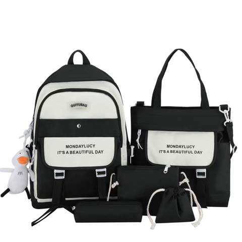 5pcs multifunctional fashion school college bag High quality