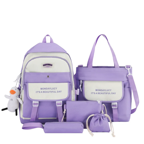 5pcs multifunctional fashion school college bag High quality