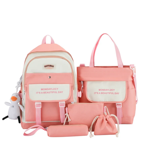 5pcs multifunctional fashion school college bag High quality