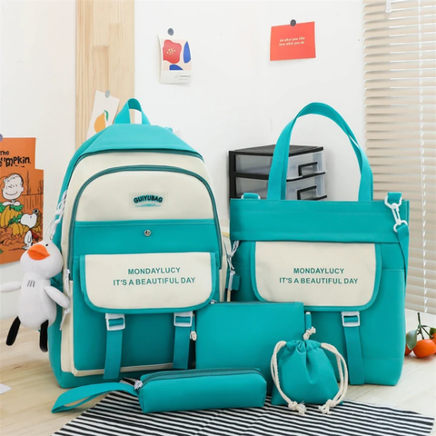 5pcs multifunctional fashion school college bag High quality