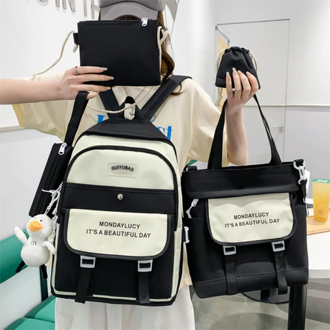5pcs multifunctional fashion school college bag High quality