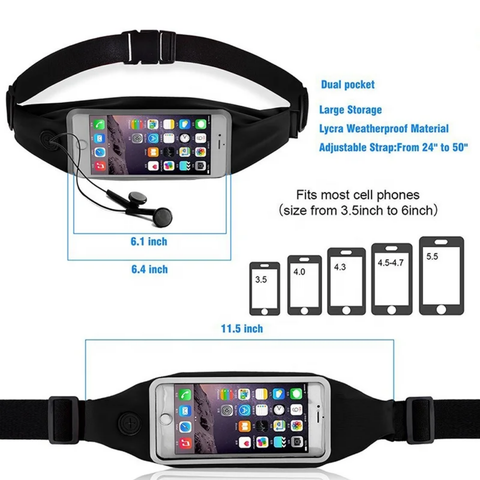 Mobile phone Torch screen Waist Bag Waterproof Mobile Phone Holder Belt Jogging