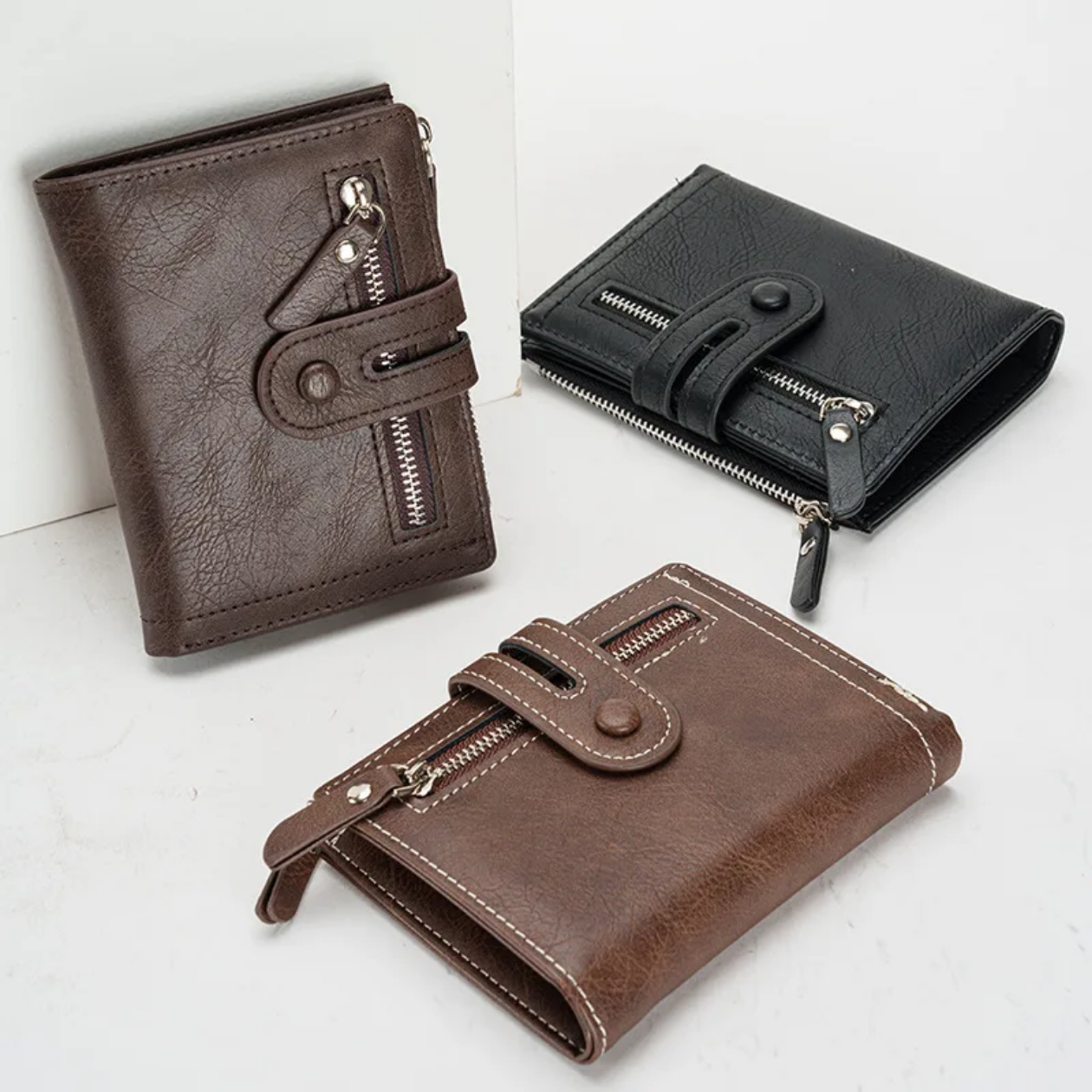 Baellery Business zipper Pu Leather vintage wallet