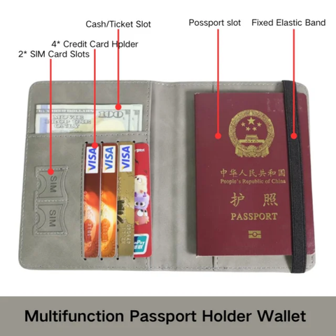 Passport wallet RFID Blocking Leather Card Case Passport Holder