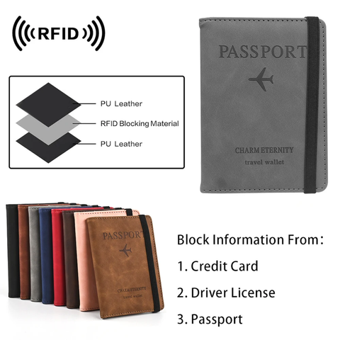 Passport wallet RFID Blocking Leather Card Case Passport Holder