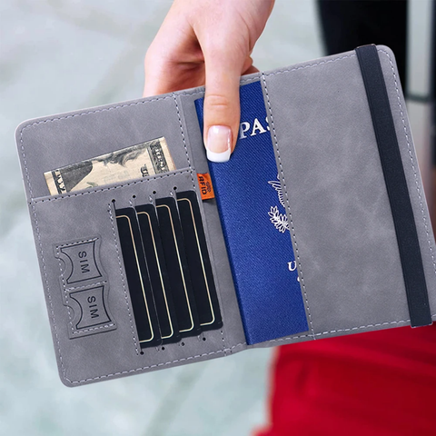 Passport wallet RFID Blocking Leather Card Case Passport Holder