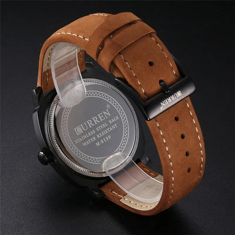 CURREN Leather Sports Watch Waterproof