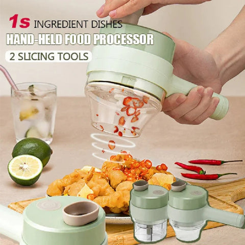4 in 1 Electric Kitchen Chopper Garlic Masher Meat Grinder Mini Food Garlic Vegetable Crusher Slicer Rechargeable Food Processor