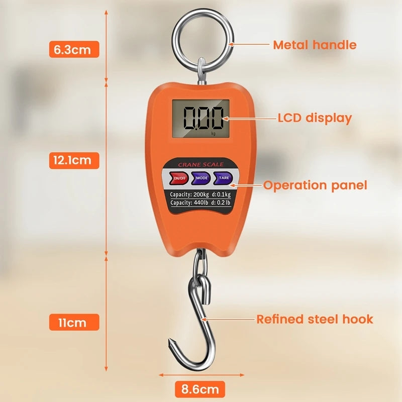 Mini Crane Digital Industrial Hanging Scale 200Kg/441Lb Heavy Duty