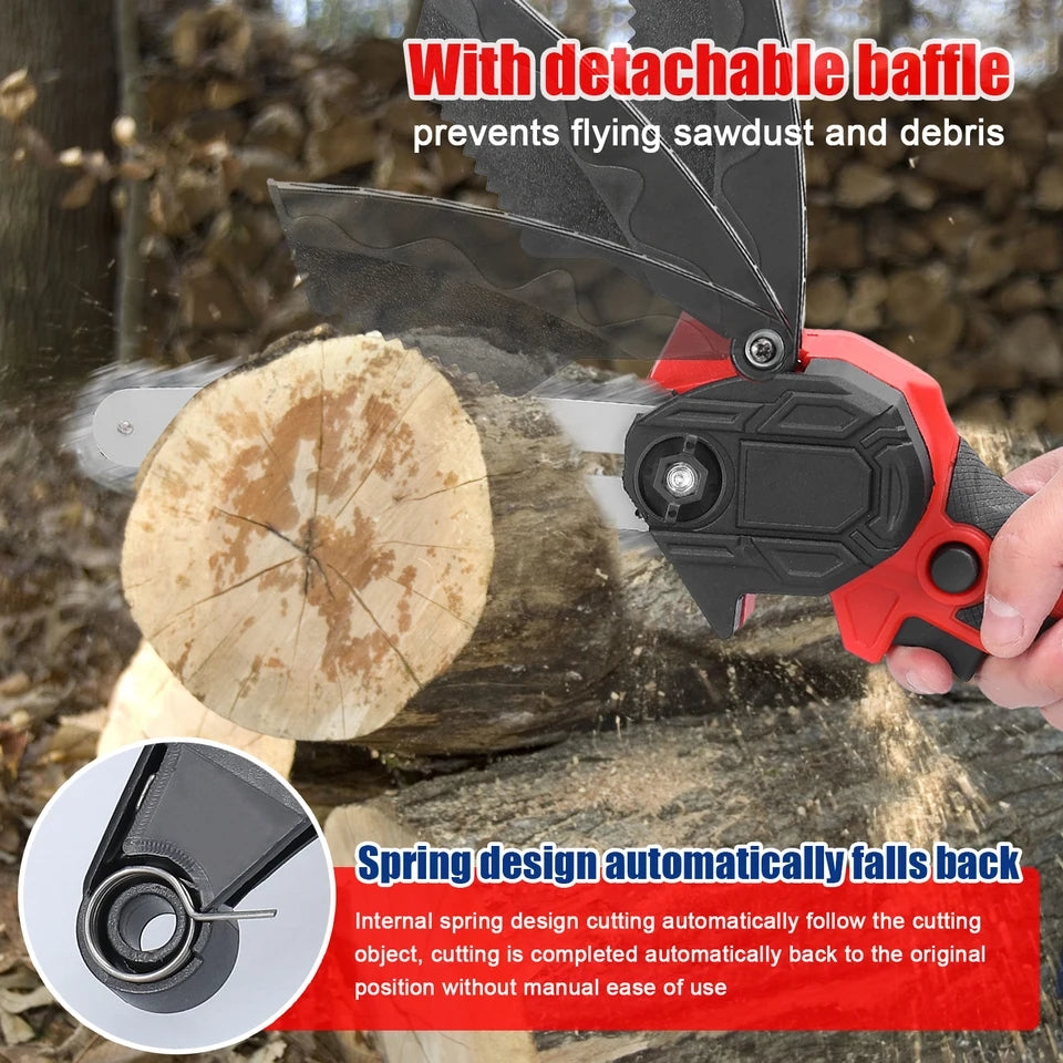 8/6 inches 24V Mini Electric Chain Saw - Rechargeable One-Hand Electric Portable Chainsaw