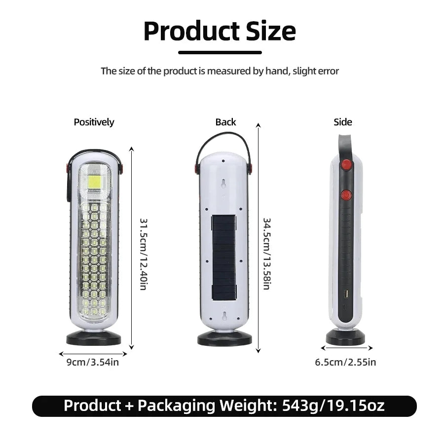 Solar LED Wall Light - 100W/200W USB Rechargeable