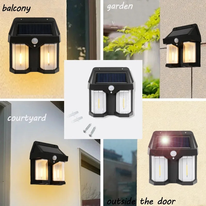 100 watt 3bulbs Solar LED Wall Light Outdoor Motion Sensor Waterproof Lantern