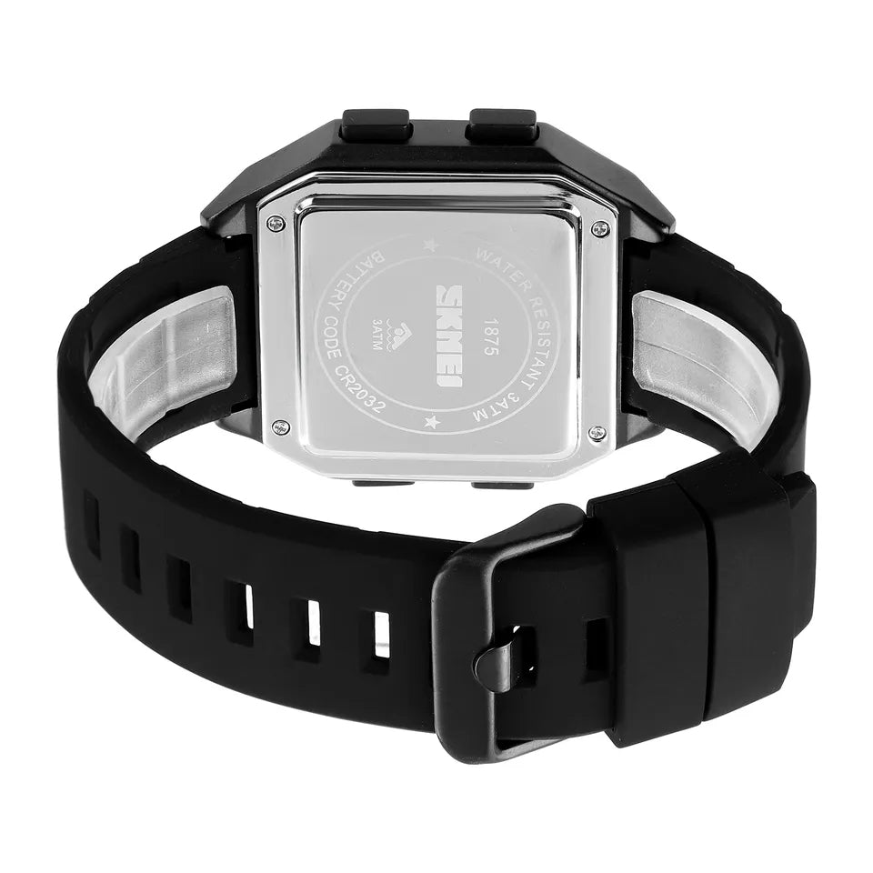 SKMEI Square Multifunctional Electronic Watch Silicone Strap 1875