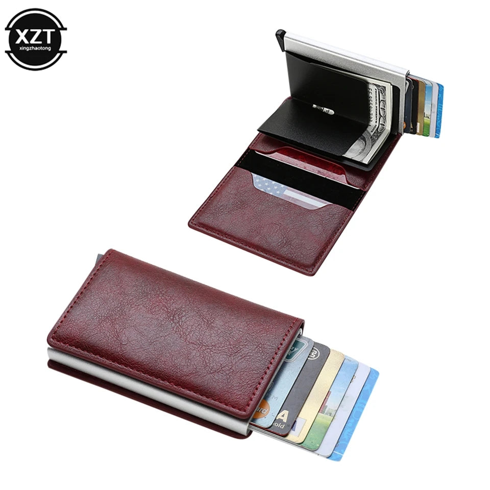 RFID Aluminium Pu Leather Wallet With Money Clip Designer Anti-theft Wallet