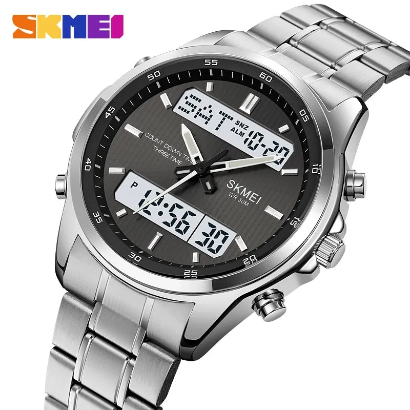 Fashion Luxury 3 Time Zone Digital Quartz Wristwatches