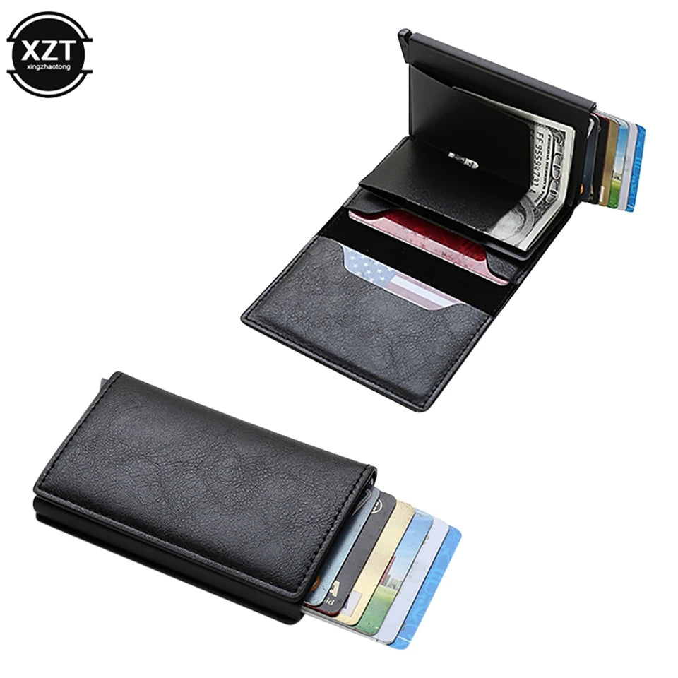 RFID Aluminium Pu Leather Wallet With Money Clip Designer Anti-theft Wallet