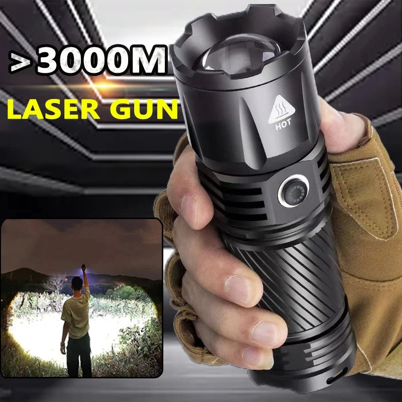 P90 Laser torch 8000 high lumens Power display Multifunction flashlights torch