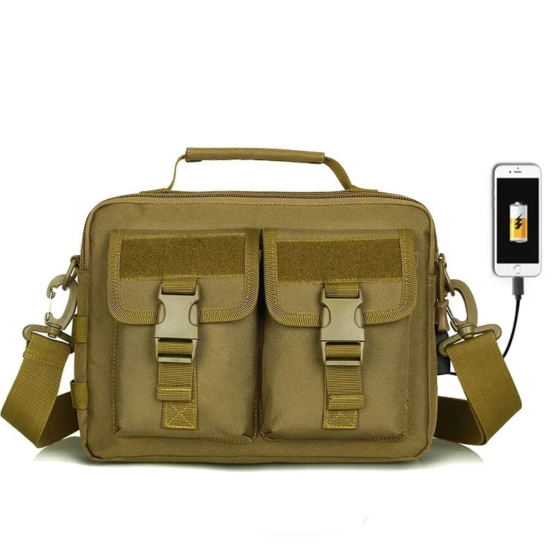 Tactical USB Charging One Shoulder Backpack Camping Crossbody Bag