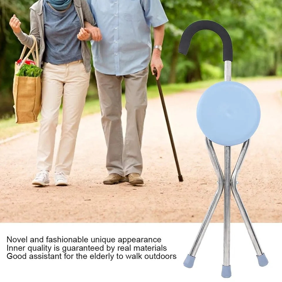 Aluminum Alloy Folding Cane Seat Dexterous Non-Slip Walking Stick Stool