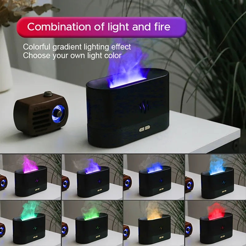 Flame Air Humidifier Diffuser Ultrasonic Cool Mist Maker Fogger Colorful Led flame Lamp