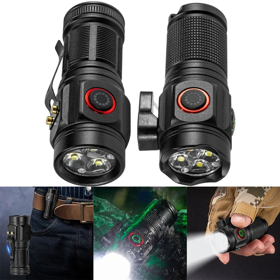 Rechargeable LED Flashlight | Compass Seat Belt Cutter Portable Torch 400LM