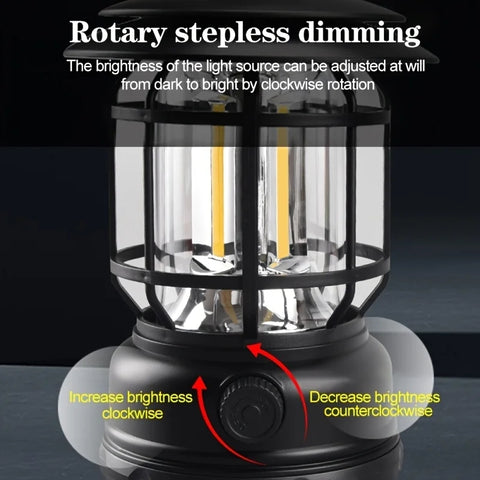 Retro Camping Lamp USB Rechargeable Lantern Camping Light