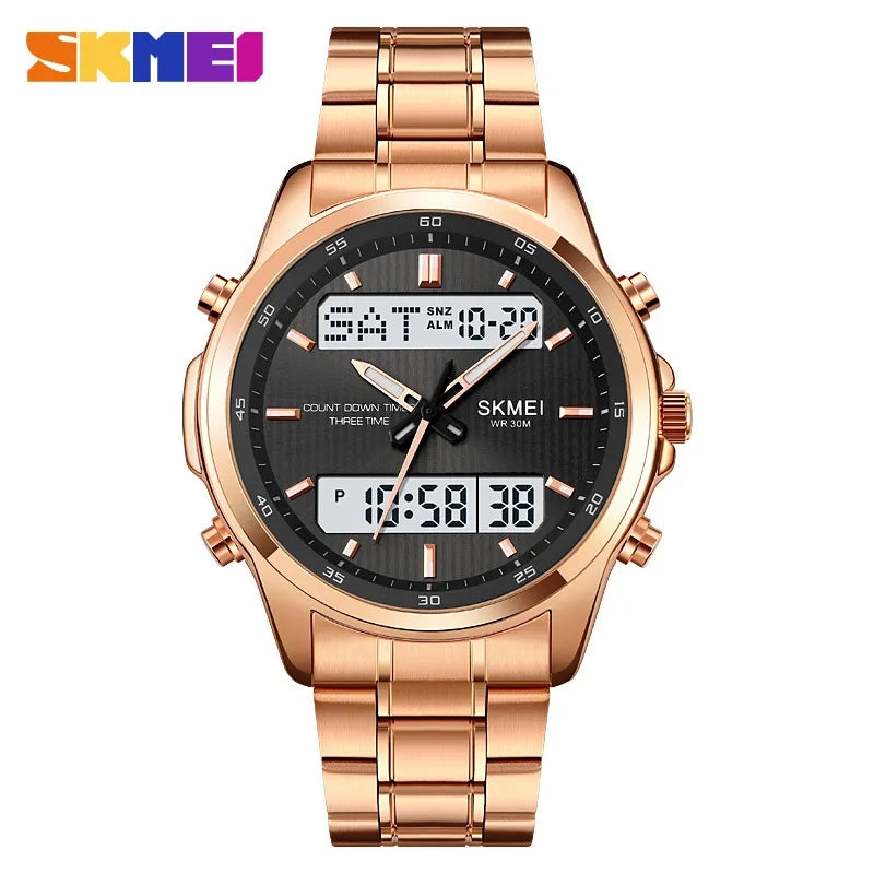 Fashion Luxury 3 Time Zone Digital Quartz Wristwatches